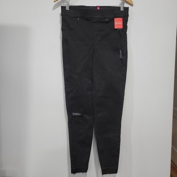 Spanx Women's Vintage Distressed Ankle Skinny Jeans Black Size M - Picture 4 of 13